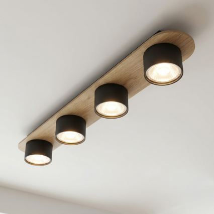 Griestu lampa DIAZ 4xGX53/12W/230V melna/brūna