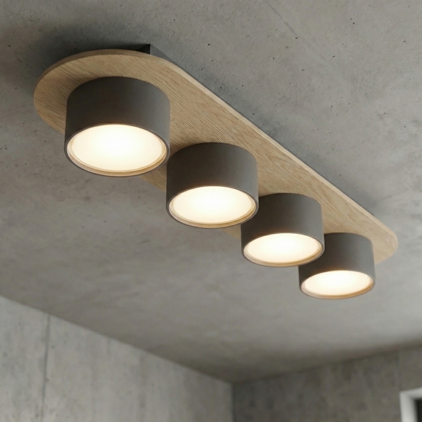 Griestu lampa DIAZ 4xGX53/12W/230V melna/brūna