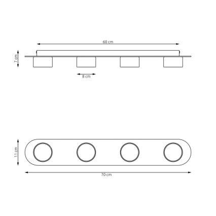 Griestu lampa DIAZ 4xGX53/12W/230V melna/brūna