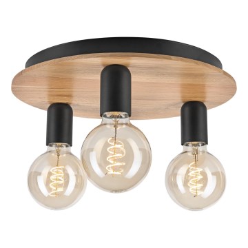 Griestu lampa DUSTY 3xE27/15W/230V d. 34 cm ozols/melna