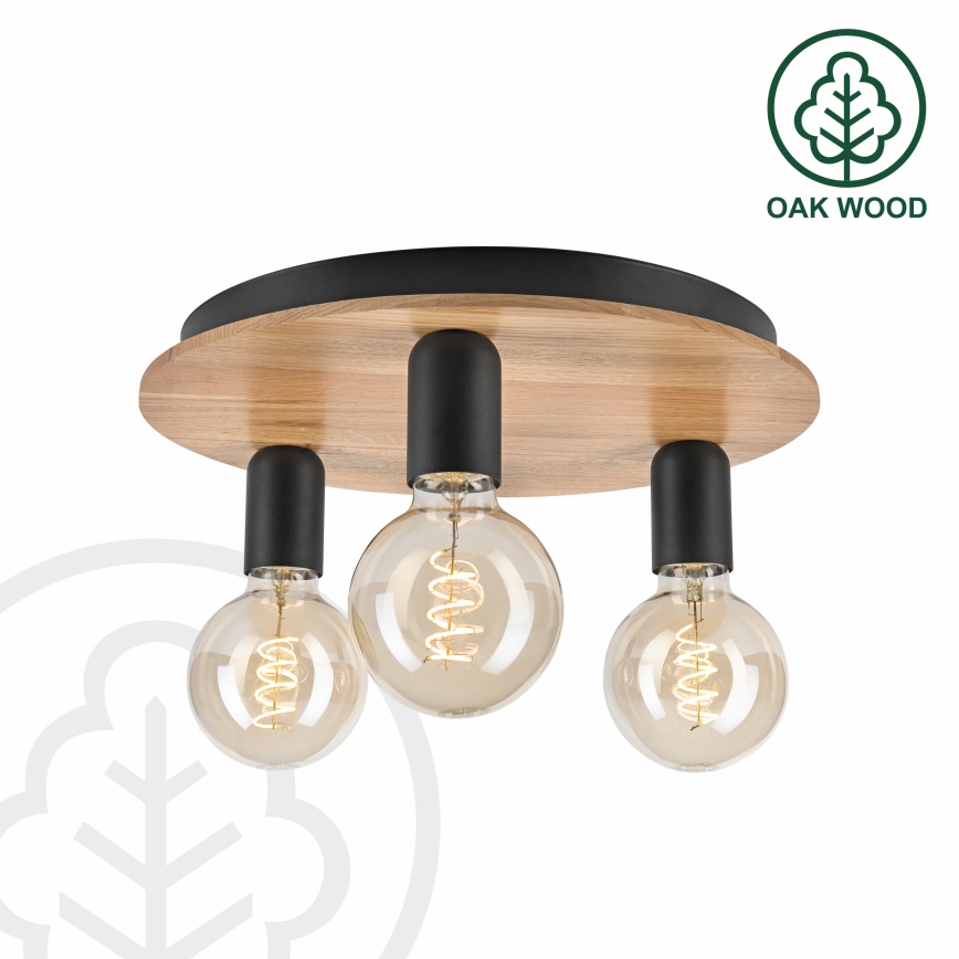 Griestu lampa DUSTY 3xE27/15W/230V d. 34 cm ozols/melna