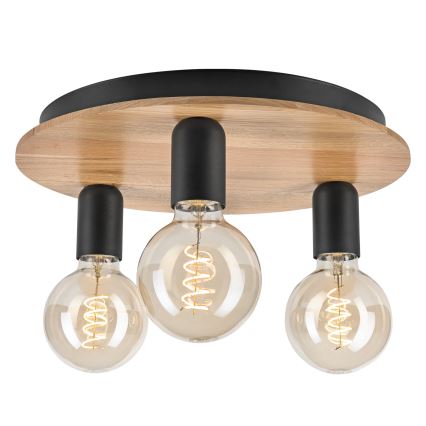 Griestu lampa DUSTY 3xE27/15W/230V d. 34 cm ozols/melna