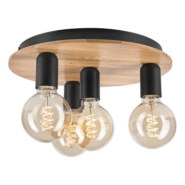 Griestu lampa DUSTY 4xE27/15W/230V d. 34 cm ozols/melna