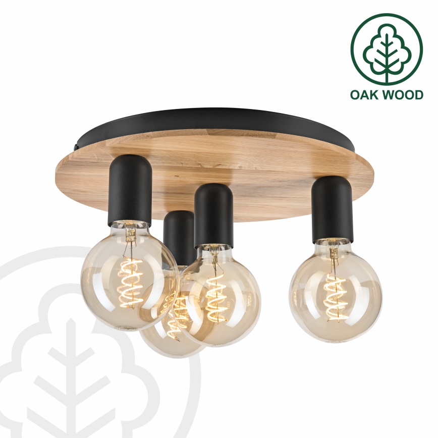 Griestu lampa DUSTY 4xE27/15W/230V d. 34 cm ozols/melna