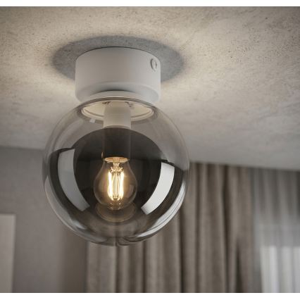 Griestu lampa ELIAS 1xE14/5W/230V Ø 13 cm balta/dūmakaina pelēka