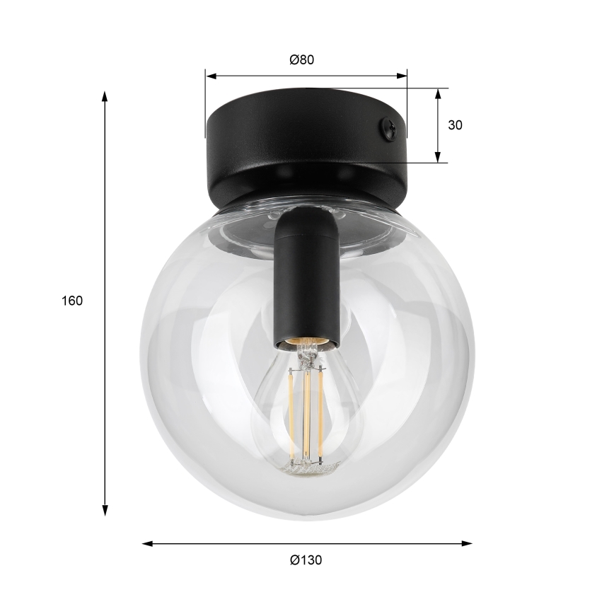 Griestu lampa ELIAS 1xE14/5W/230V Ø 13 cm melna/caurspīdīga