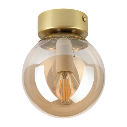 Griestu lampa ELIAS 1xE14/5W/230V Ø 13 cm zelta/dūmakaina bēša