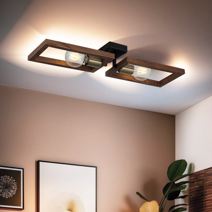 Griestu lampa ERA 2xE27/40W/230V brūna