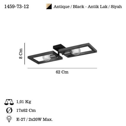Griestu lampa ERA 2xE27/40W/230V brūna