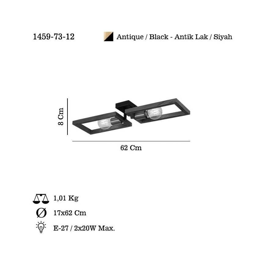 Griestu lampa ERA 2xE27/40W/230V brūna