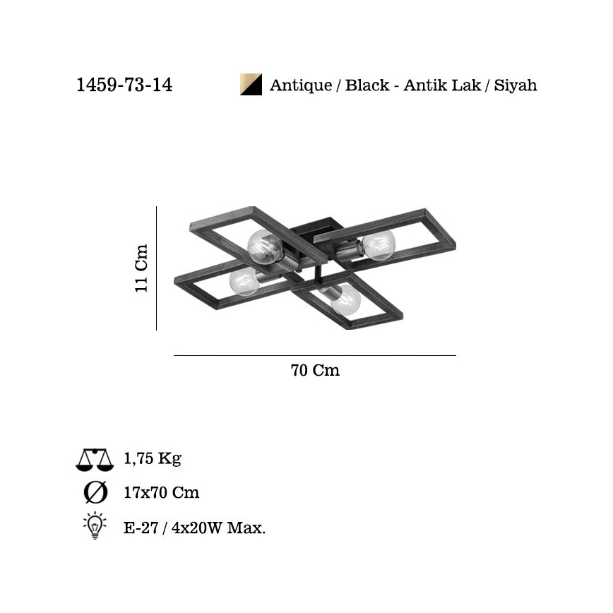 Griestu lampa ERA 4xE27/40W/230V brūna