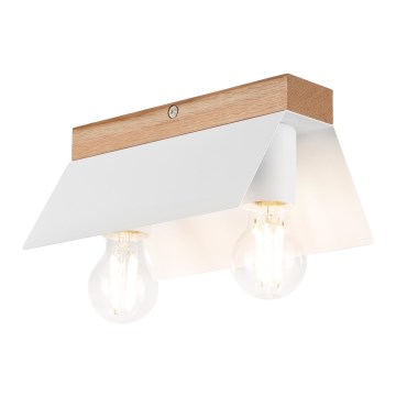 Griestu lampa ESME 2xE27/15W/230V balta/ozols