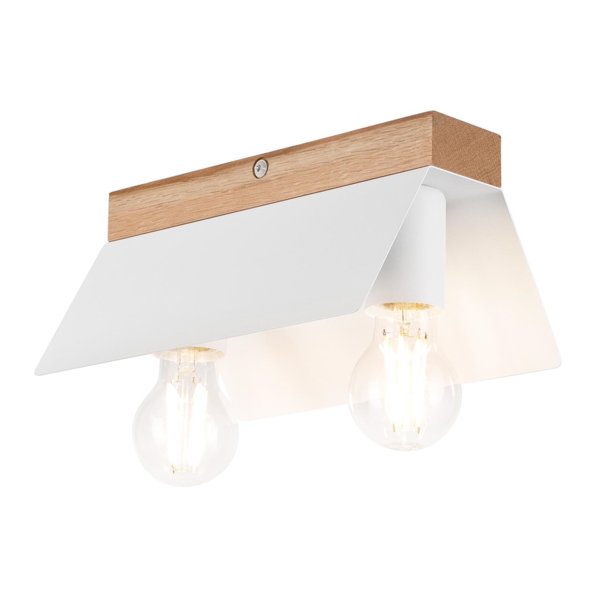 Griestu lampa ESME 2xE27/15W/230V balta/ozols