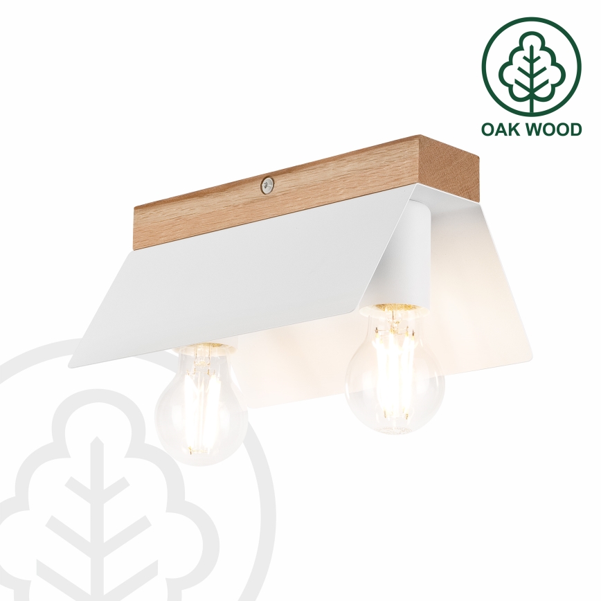 Griestu lampa ESME 2xE27/15W/230V balta/ozols