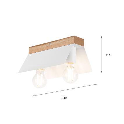 Griestu lampa ESME 2xE27/15W/230V balta/ozols