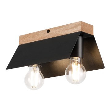 Griestu lampa ESME 2xE27/15W/230V melna/ozols