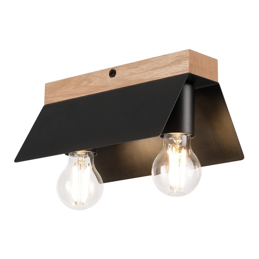 Griestu lampa ESME 2xE27/15W/230V melna/ozols