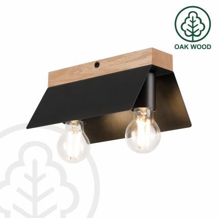 Griestu lampa ESME 2xE27/15W/230V melna/ozols