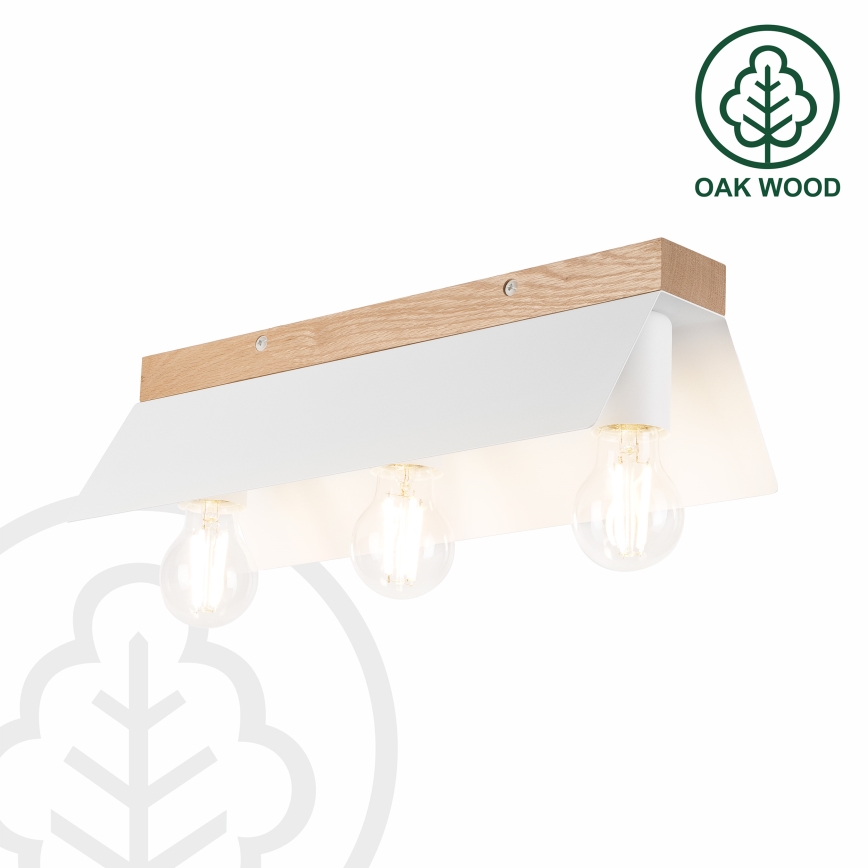 Griestu lampa ESME 3xE27/15W/230V balta/ozols