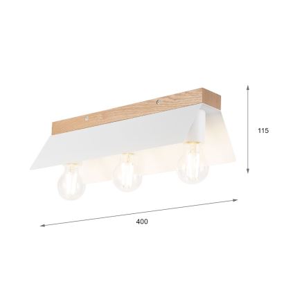 Griestu lampa ESME 3xE27/15W/230V balta/ozols