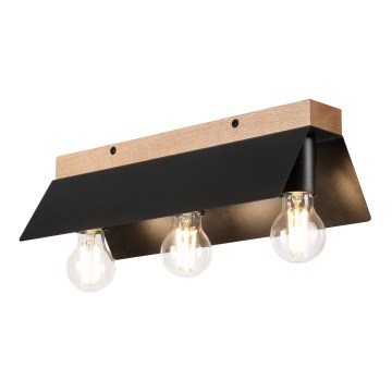 Griestu lampa ESME 3xE27/15W/230V melna/ozols