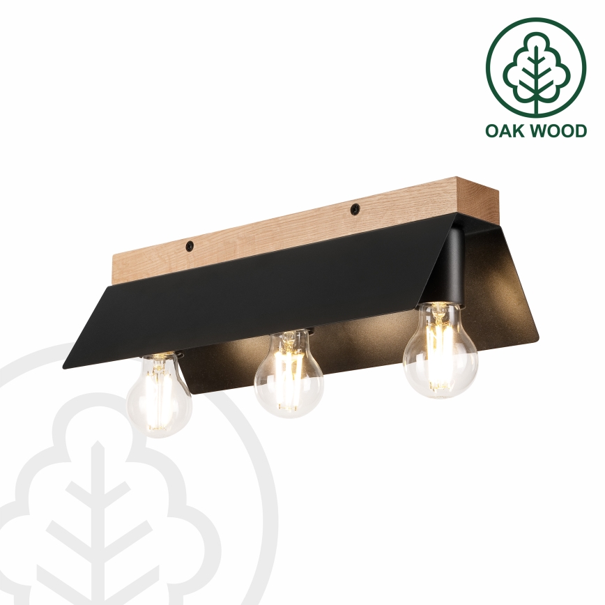 Griestu lampa ESME 3xE27/15W/230V melna/ozols