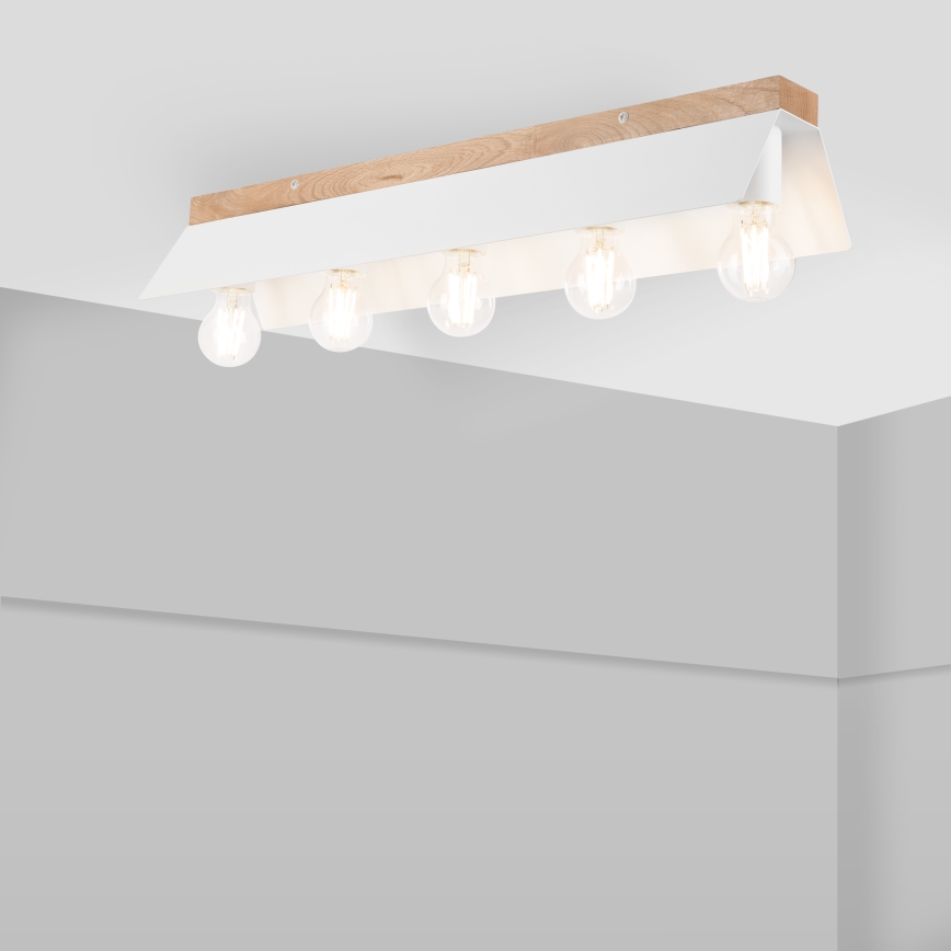 Griestu lampa ESME 5xE27/15W/230V balta/ozols
