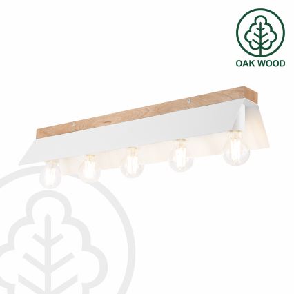 Griestu lampa ESME 5xE27/15W/230V balta/ozols