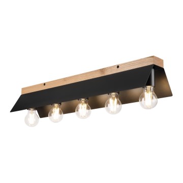 Griestu lampa ESME 5xE27/15W/230V melna/ozols