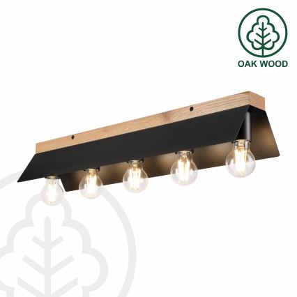 Griestu lampa ESME 5xE27/15W/230V melna/ozols
