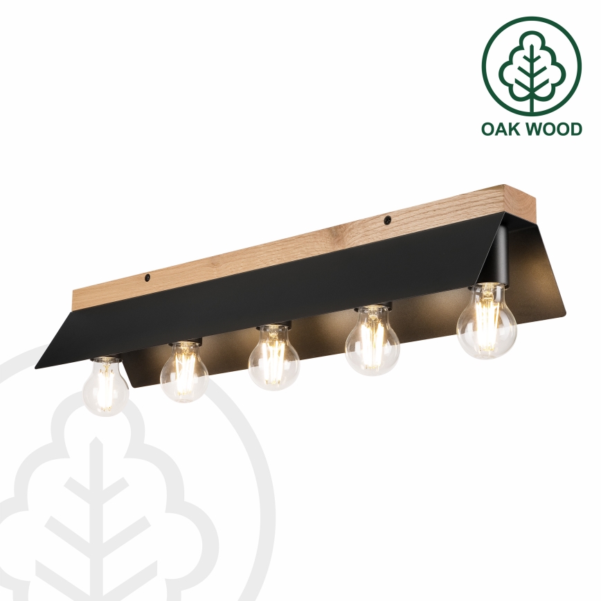 Griestu lampa ESME 5xE27/15W/230V melna/ozols