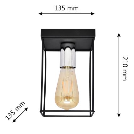 Griestu lampa FINN 1xE27/15W/230V melna/spīdīgi hromēts