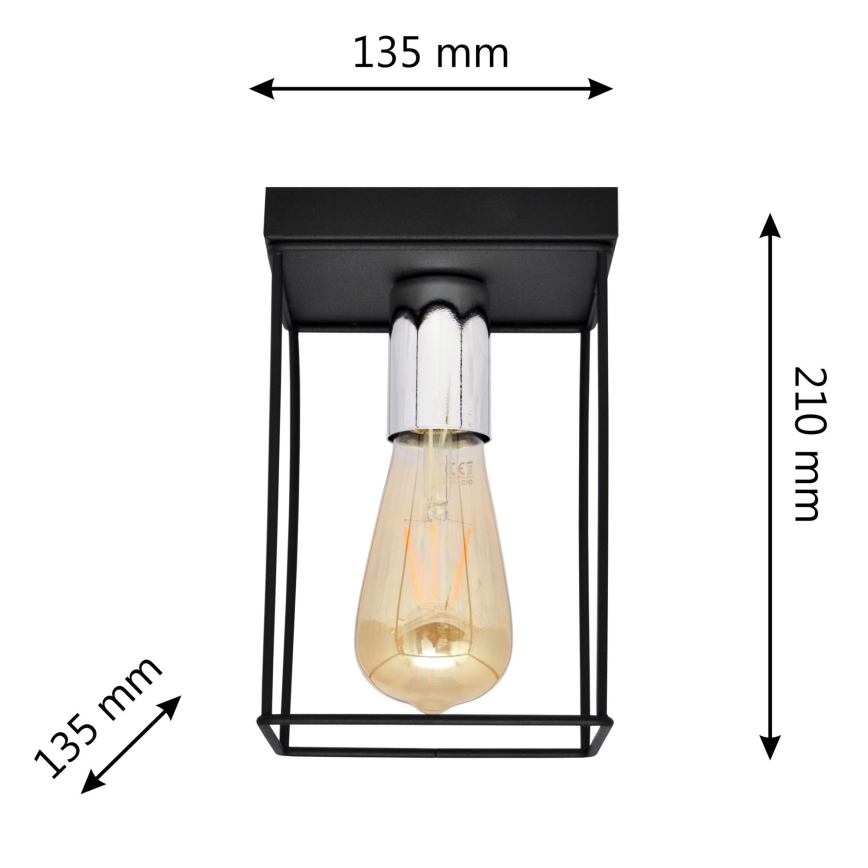 Griestu lampa FINN 1xE27/15W/230V melna/spīdīgi hromēts