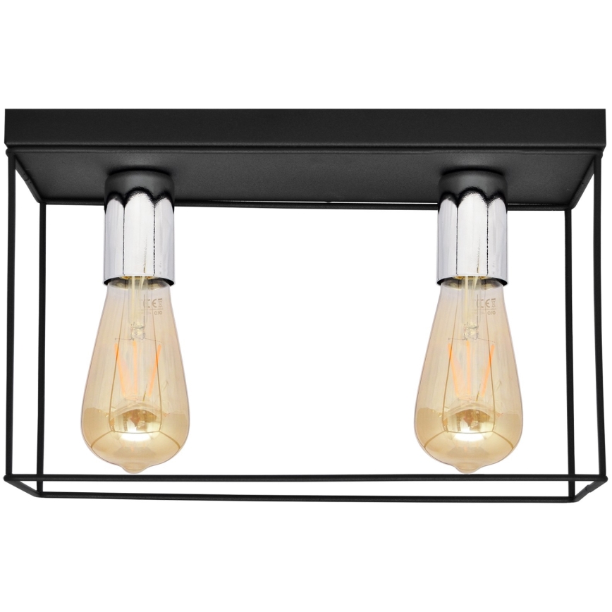 Griestu lampa FINN 2xE27/15W/230V melna/spīdīgi hromēts