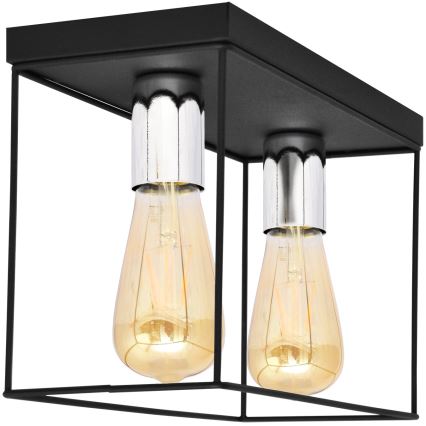 Griestu lampa FINN 2xE27/15W/230V melna/spīdīgi hromēts
