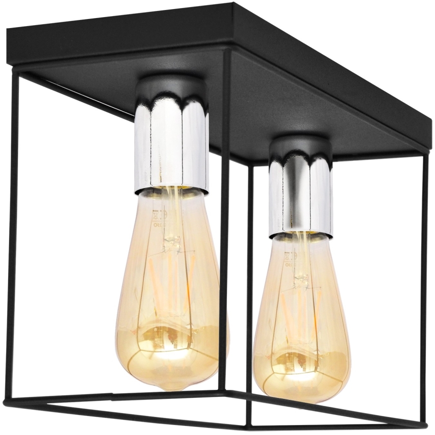 Griestu lampa FINN 2xE27/15W/230V melna/spīdīgi hromēts