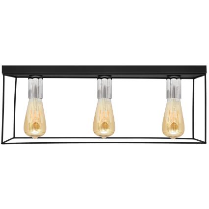 Griestu lampa FINN 3xE27/15W/230V melna/spīdīgi hromēts