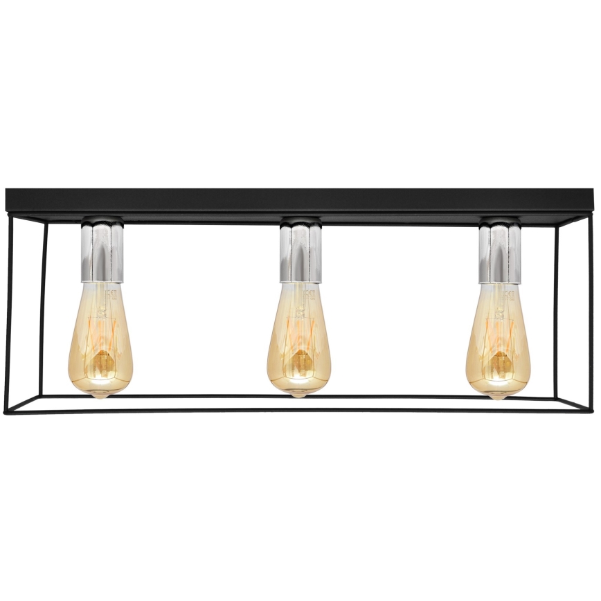 Griestu lampa FINN 3xE27/15W/230V melna/spīdīgi hromēts
