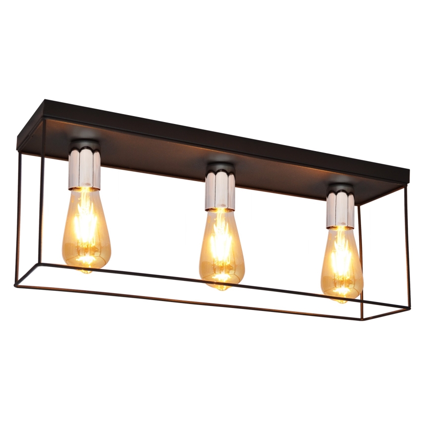 Griestu lampa FINN 3xE27/15W/230V melna/spīdīgi hromēts