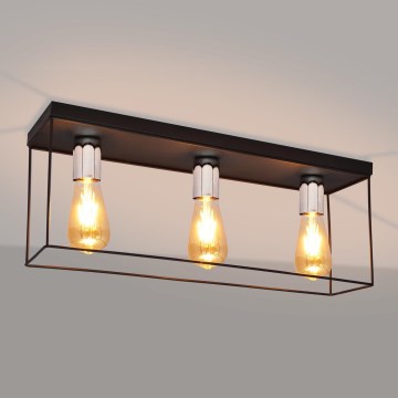 Griestu lampa FINN 3xE27/15W/230V melna/spīdīgi hromēts