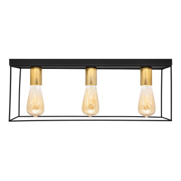 Griestu lampa FINN 3xE27/15W/230V melna/zelta