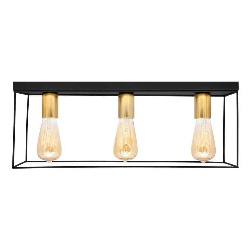 Griestu lampa FINN 3xE27/15W/230V melna/zelta