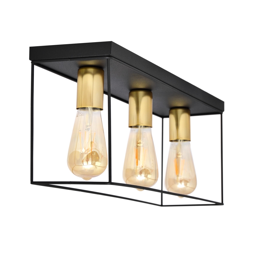 Griestu lampa FINN 3xE27/15W/230V melna/zelta