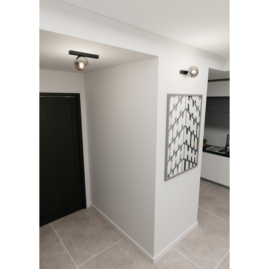 Griestu lampa FIT 1xE14/10W/230V melna/pelēka