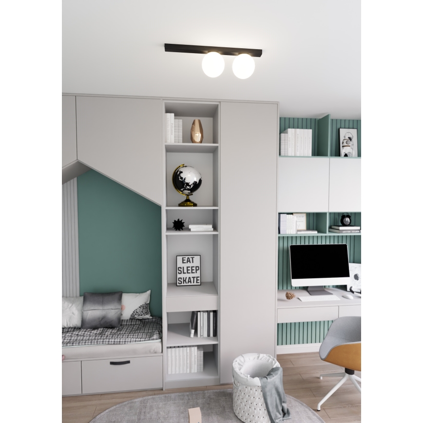 Griestu lampa FIT 2xE14/10W/230V melna/balta