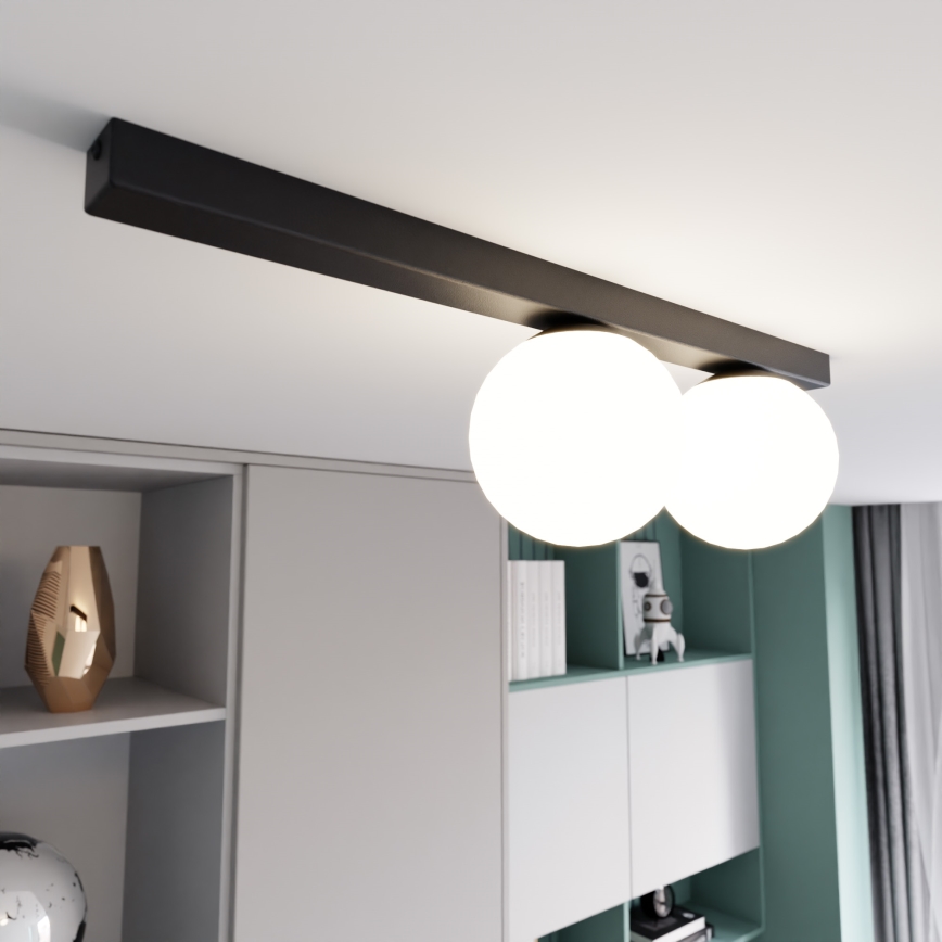 Griestu lampa FIT 2xE14/10W/230V melna/balta