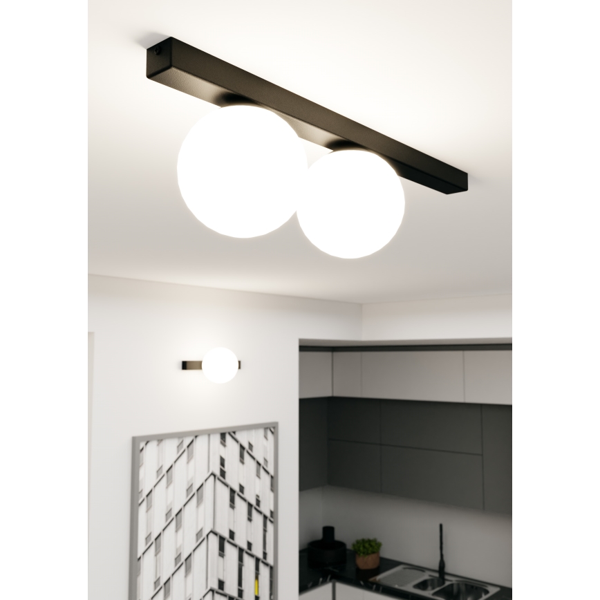 Griestu lampa FIT 2xE14/10W/230V melna/balta