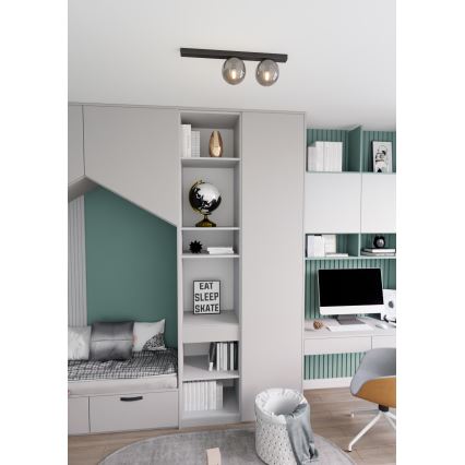Griestu lampa FIT 2xE14/10W/230V melna/pelēka