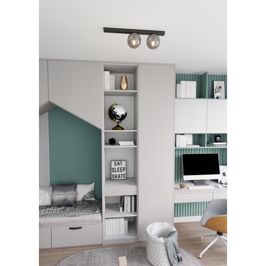 Griestu lampa FIT 2xE14/10W/230V melna/pelēka