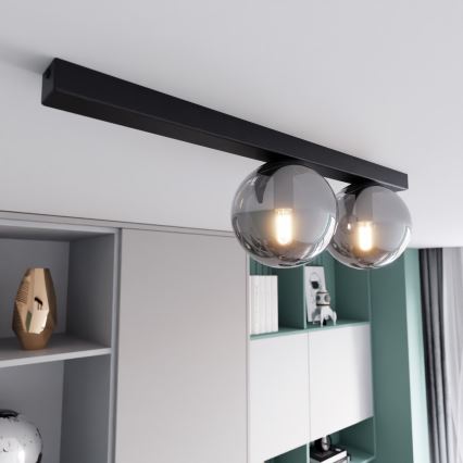 Griestu lampa FIT 2xE14/10W/230V melna/pelēka